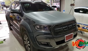 หุ้มฟิล์มไฟหน้าสีชา Ford Ranger (1)