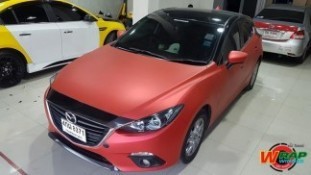Wrap เปลี่ยนสีรถ Mazda 3 (Matte Chrome Red)