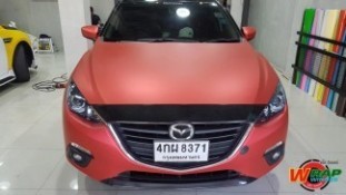 Wrap เปลี่ยนสีรถ Mazda 3 (Matte Chrome Red) [4]