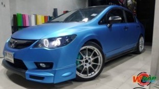 Wrap เปลี่ยนสีรถ Honda Civic FD (Matte Chrome Blue) 