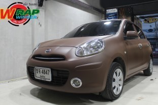 IWrap เปลี่ยนสีรถ Nissan March (Matte Brown) [1]
