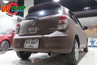 Wrap เปลี่ยนสีรถ Nissan March (Matte Brown) [2]