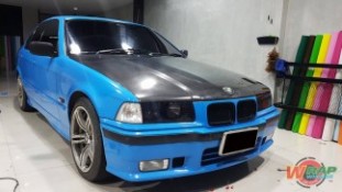 Wrap เปลี่ยนสีรถ BMW 325i สีฟ้าเงา [1]