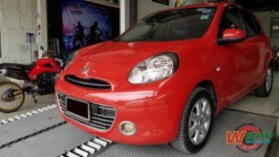 Wrap เปลี่ยนสีรถ Nissan March สีแดงเงา