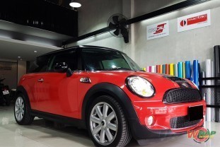 Wrap เปลี่ยนสีรถ Mini Cooper S สีแดงเงา