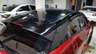 Wrap เปลี่ยนสีรถ Mazda CX3 ดำเงาครึ่งคันบน (2)