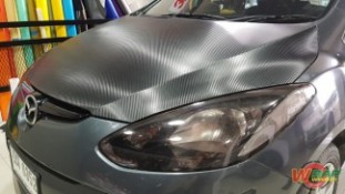 หุ้มฟิล์มไฟหน้า Mazda2 สีสโมคอ่อน (2)