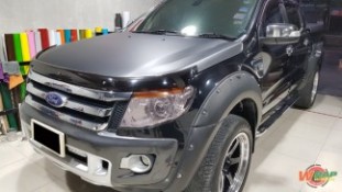 Wrap เปลี่ยนสีฝากระโปรงหน้าดำด้าน Ford Ranger
