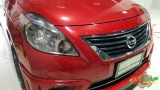 หุ้มฟิล์มไฟหน้า Nissan Almera สีสโมคอ่อน (2)