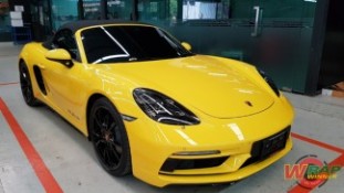 Wrap เปลี่ยนสีชุดแต่งรถ Porsche 718Boxster สีดำเงา