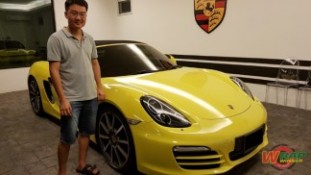 Wrap เปลี่ยนสีรถ Porsche Boxster สีเหลืองเงา