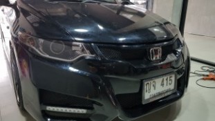 หุ้มฟิล์มไฟหน้า Honda City สีดำอ่อน (3)