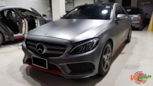 Wrap เปลี่ยนสีรถ Benz C300 สีเทาด้านเมทัลลิก (2)