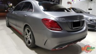 Wrap เปลี่ยนสีรถ Benz C300 สีเทาด้านเมทัลลิก (4)