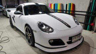 Wrap เปลี่ยนสีรถ Porsche Cayman สีขาวด้าน [3]