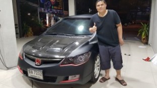 Wrap เปลี่ยนสีรถ Honda Civic FD สีดำด้าน